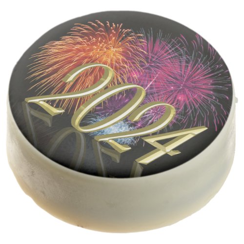 Happy New Year 2024 Fireworks Gold Chocolate Covered Oreo