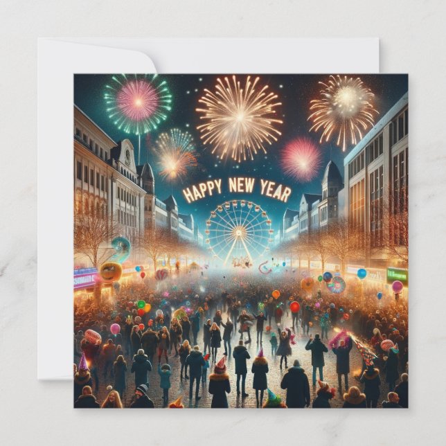 Happy New Year 2024 flat card (Front)