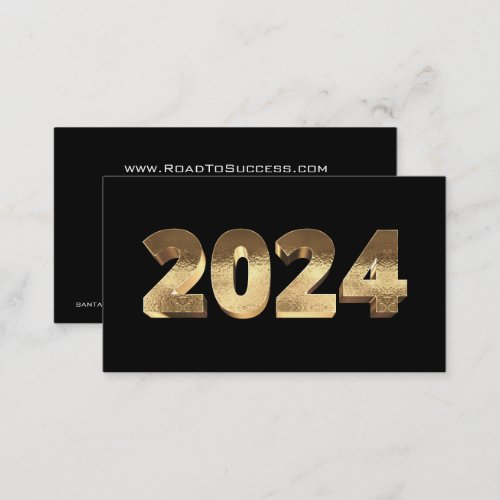 Happy New Year 2024 Golden Black White Gold Business Card