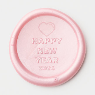 Happy New Year 2024 Heart Love Wax Seal Sticker