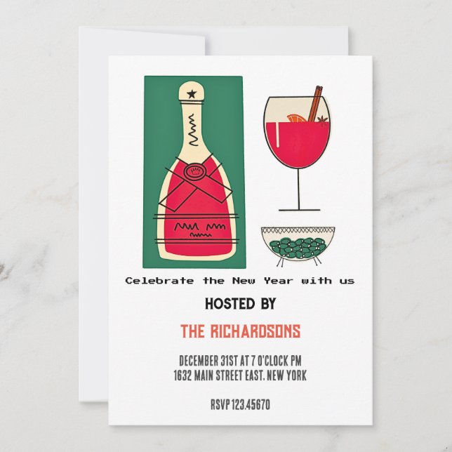 happy new year 2024 merry christmas greeting cards (Front)