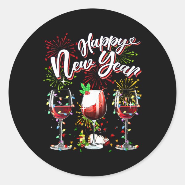 Happy New Year 2024 New Years Eve Fireworks Gles O Classic Round Sticker (Front)