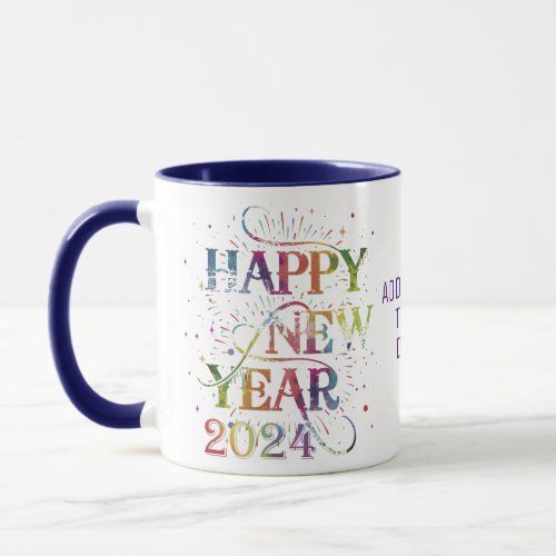 Happy New year 2024 New years Eve Watercolor Party Mug