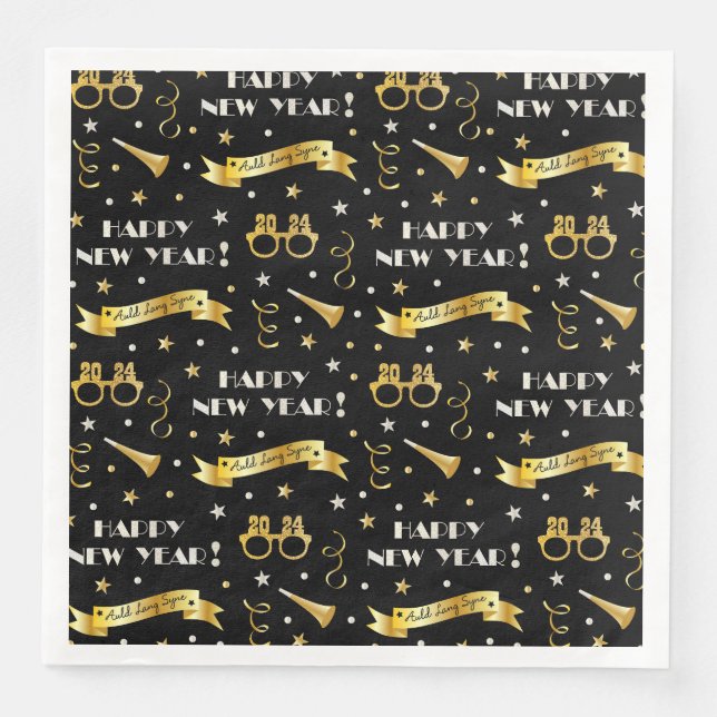 Happy New Year 2024  Paper Dinner Napkins (Front)