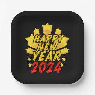 Happy New Year 2024  Paper Plates