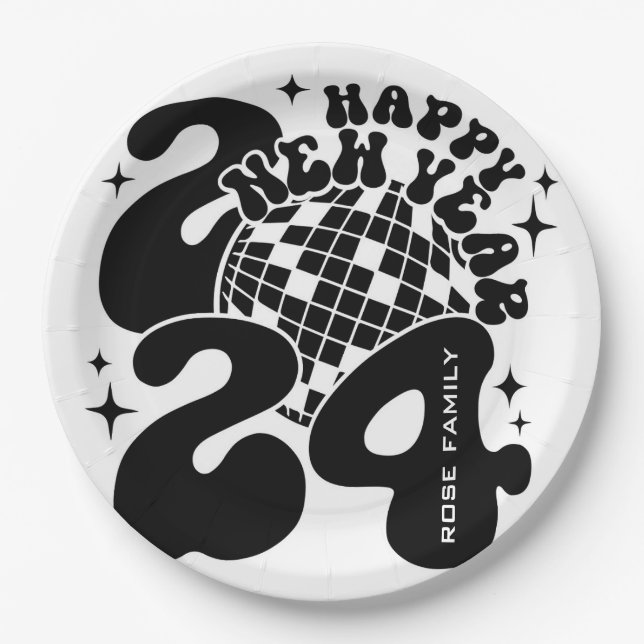 Happy New Year 2024 Paper Plates (Front)