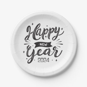 Happy new year 2024 paper plates
