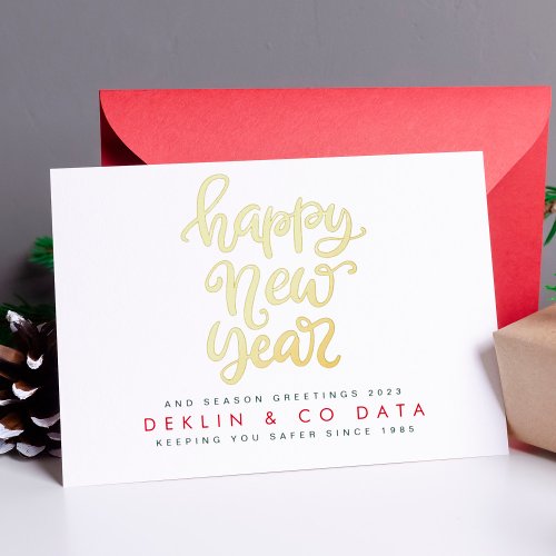 HAPPY NEW YEAR 2024 SEASON GREETINGS Mod CORPORATE Foil Holiday Card