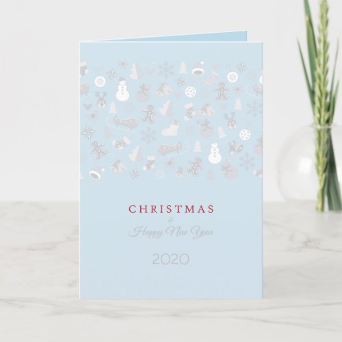 Happy New Year 2024  Silver Christmas Characters Holiday Card