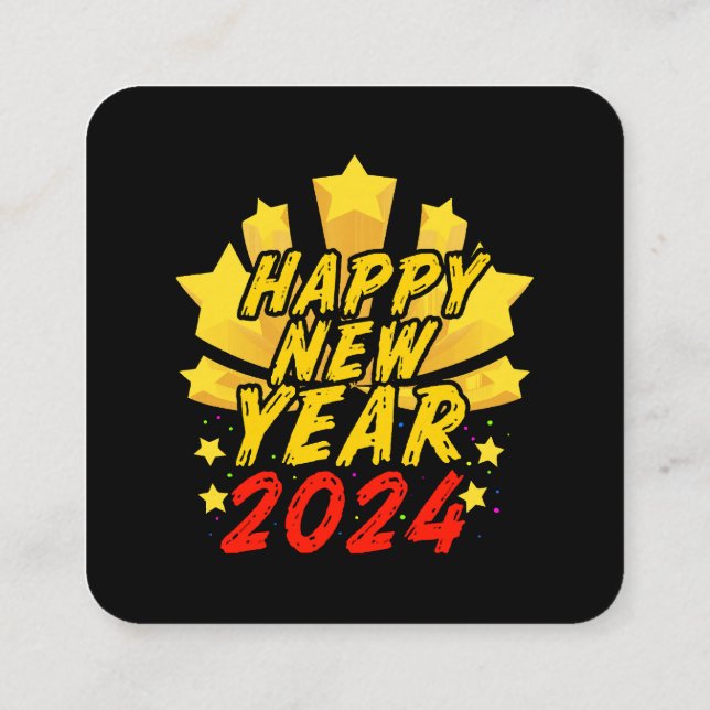 Happy New Year 2024  Square Business Card (Back)
