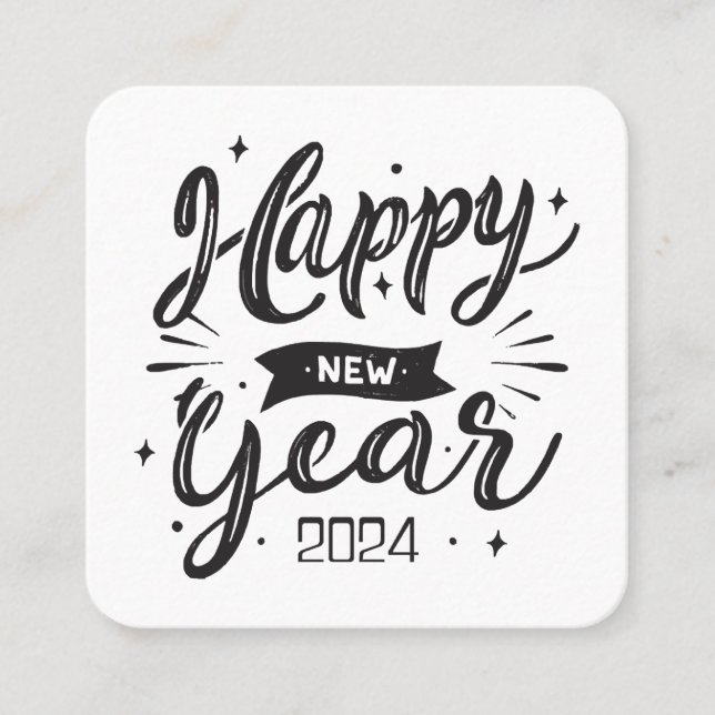 Happy new year 2024  square business card (Front)