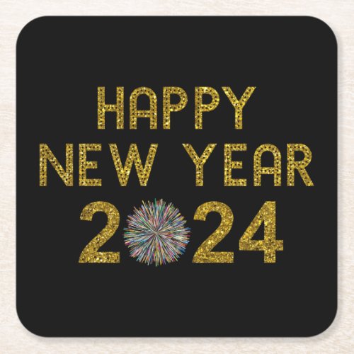 Happy New Year 2024 Square Paper Coaster