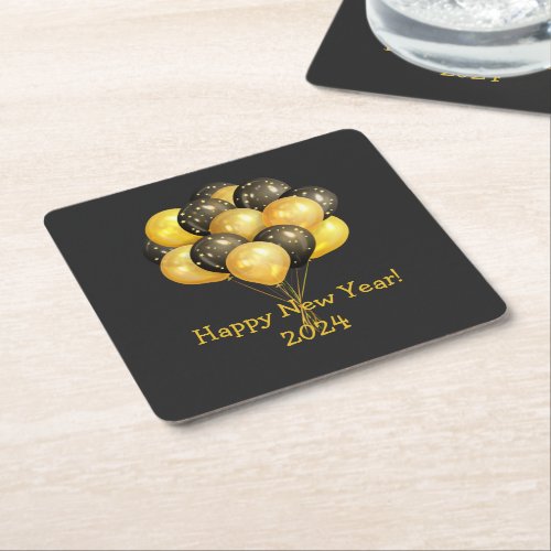 Happy New Year 2024 Square Paper Coaster