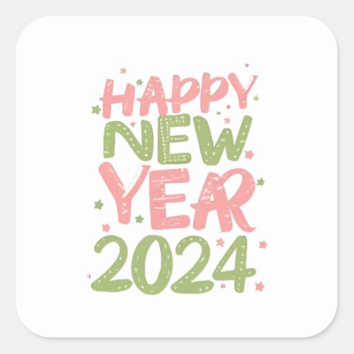 Happy New Year 2024 Square Sticker