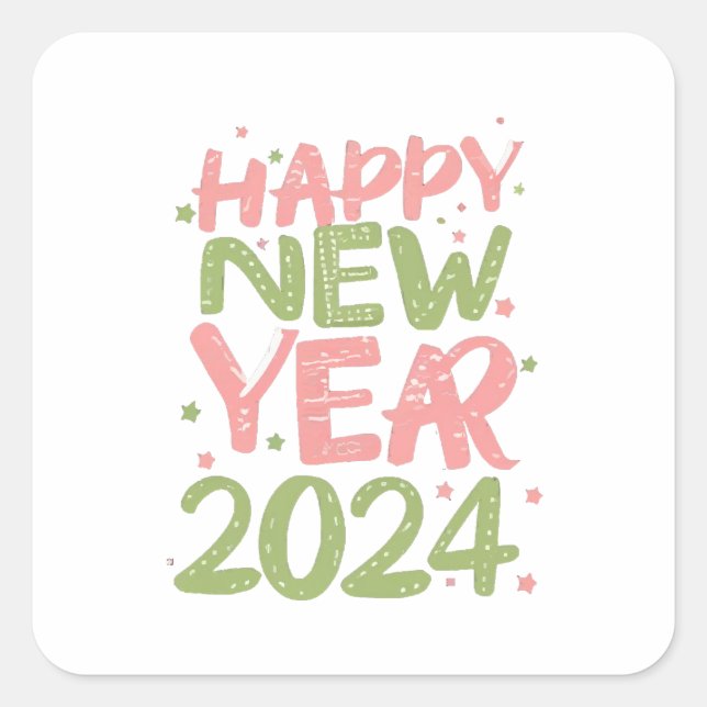 Happy New Year 2024 Square Sticker (Front)
