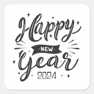 Happy new year 2024  square sticker