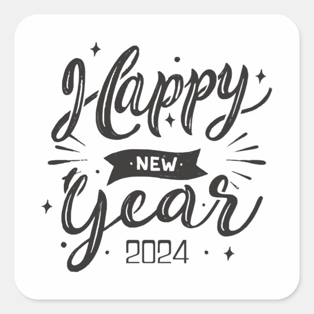 Happy new year 2024  square sticker (Front)