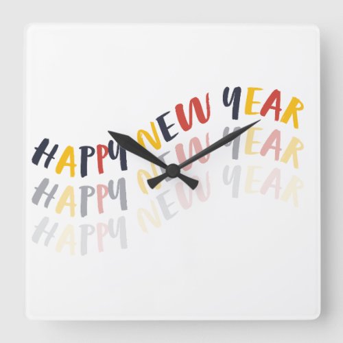 Happy New Year 2024 Square Wall Clock