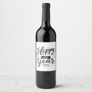 Happy new year 2024 wine label