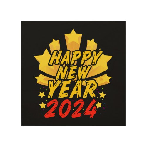 Happy New Year 2024  Wood Wall Art