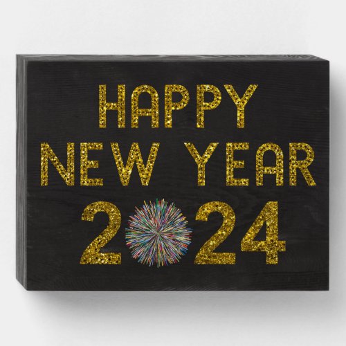 Happy New Year 2024 Wooden Box Sign