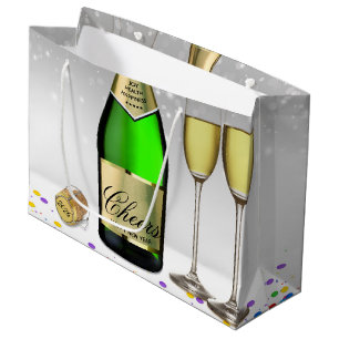  Happy New Year 2025 Bottle Sparkling Wine  Large Gift Bag