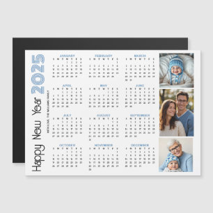 Happy New Year 2025 calendar blue photo