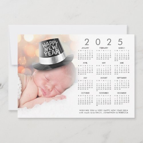 Happy New Year 2025 Calendar Custom Photo Holiday Card