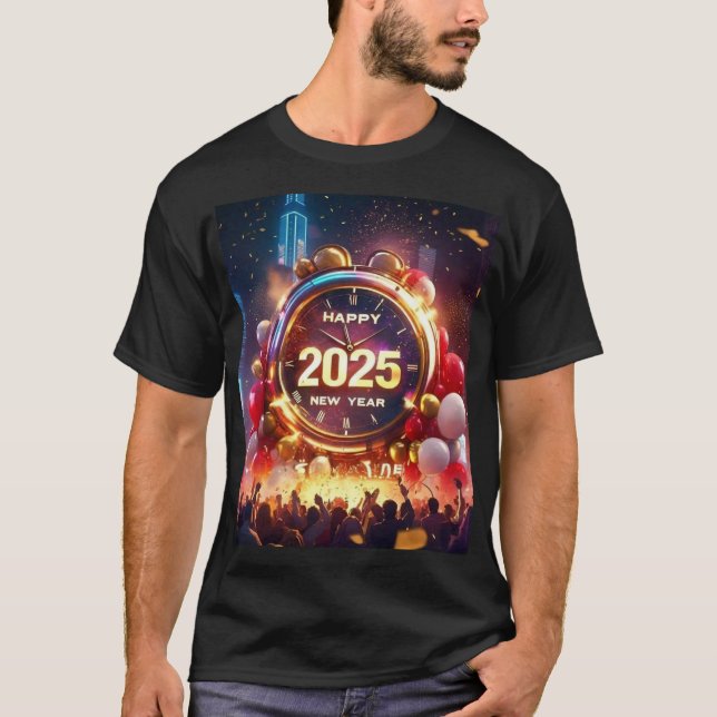 Happy New Year 2025 Celebration T-Shirt (Front)