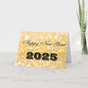 Happy New Year 2025 Chic Custom Gold Business Holiday Card
