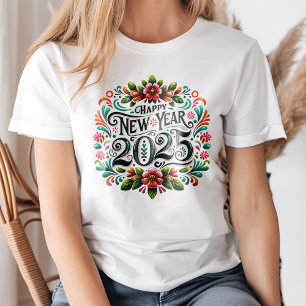 "Happy New Year 2025" Colorful Mexican Fiesta  T-Shirt
