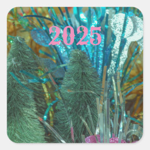 HAPPY New Year 2025  dazzle colors sticker label