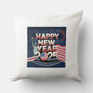 Happy New Year 2025 Design - Festive and Creative Throw Pillow