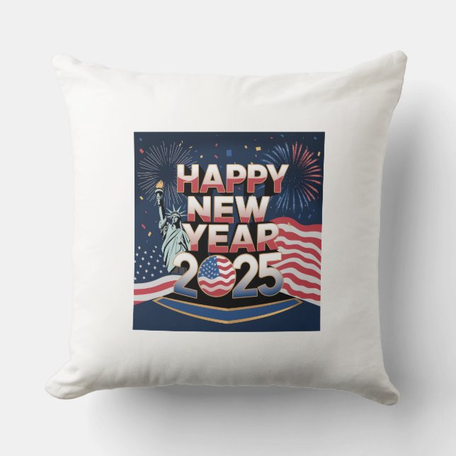 Happy New Year 2025 Design - Festive and Creative  Throw Pillow (Front)