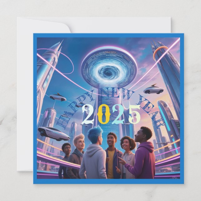 Happy new year 2025 flat holiday postcard (Front)