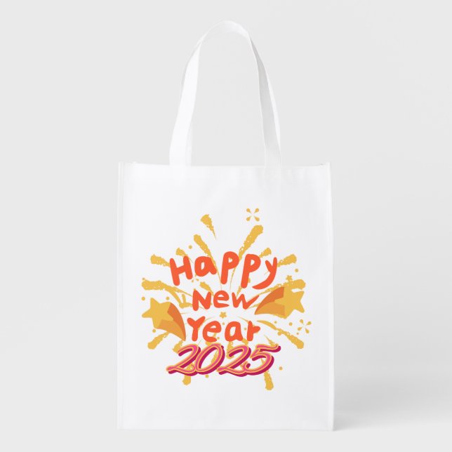 Happy new year 2025 grocery bag (Front)