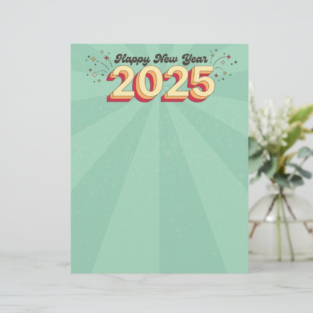 Happy New Year 2025 holidays retro fun text Letterhead (Standing Front)