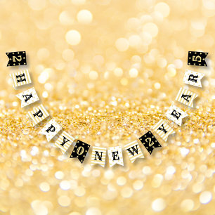 Happy New Year 2025 Home Office Shop Party Decor Bunting Flags