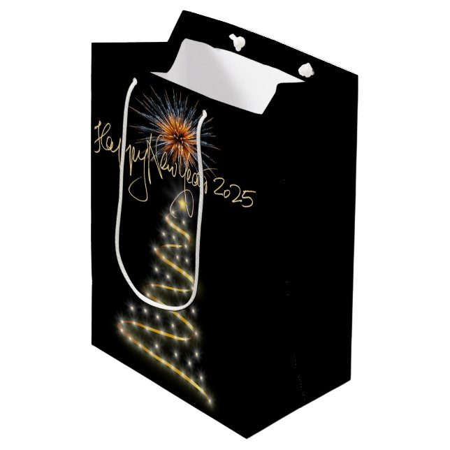 Happy New Year 2025 Medium Gift Bag (Front Angled)