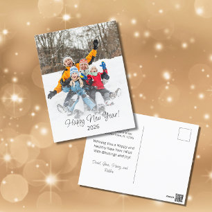 Happy New Year 2025 Modern Family Photo Holiday Postcard