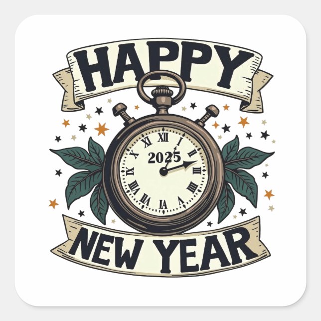 Happy New Year 2025 New Year Celebration  Square Sticker (Front)