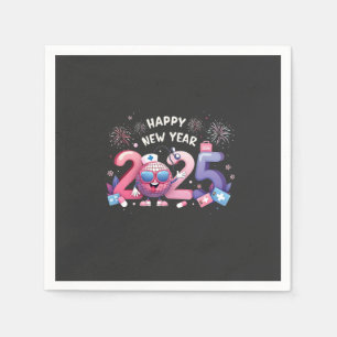 Happy New Year 2025 Nursing Disco Ball Healthcare Napkins