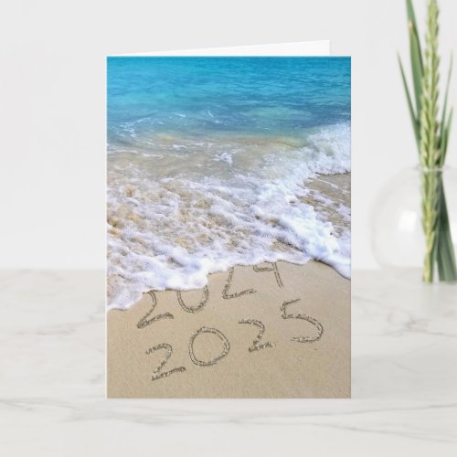 Happy New Year 2025 Ocean Beach  Holiday Card