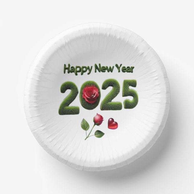 Happy New Year 2025 Paper Bowls (Front)