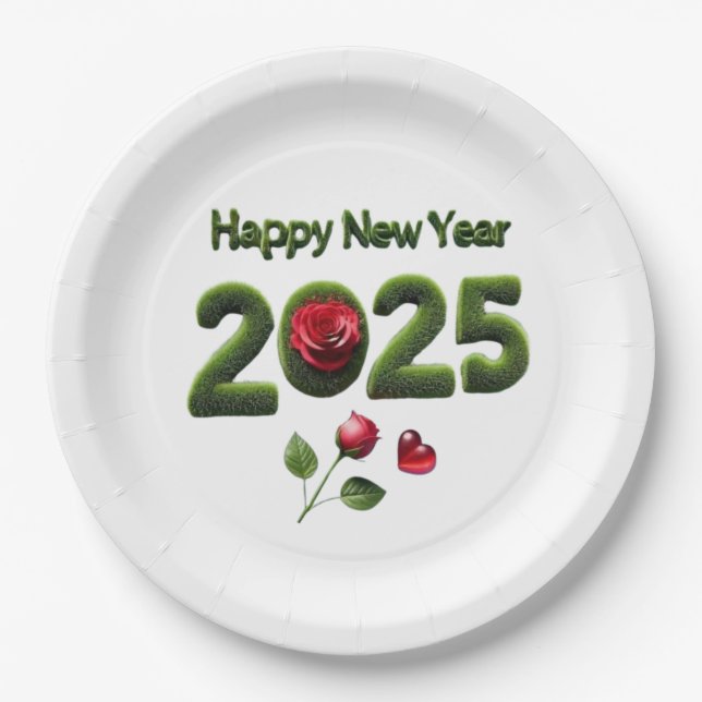 Happy New Year 2025 Paper Plates (Front)