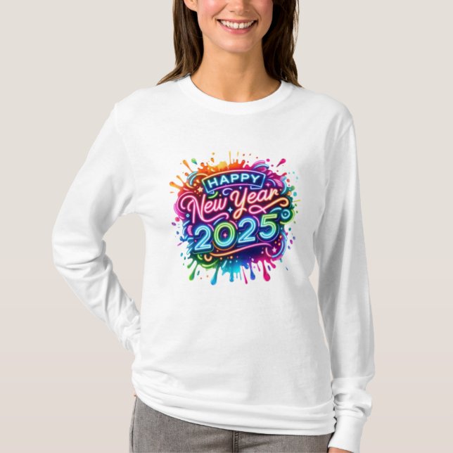 Happy New Year 2025 Png, Sublimation Design T-Shirt (Front)