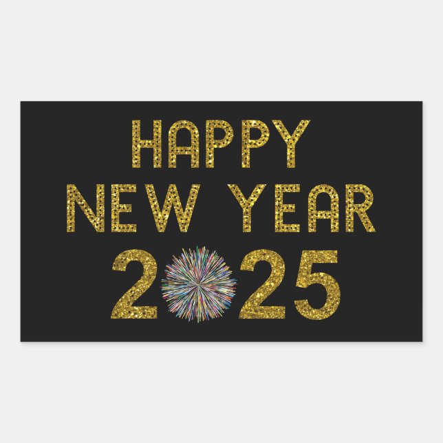 Happy New Year 2025 Rectangular Sticker (Front)