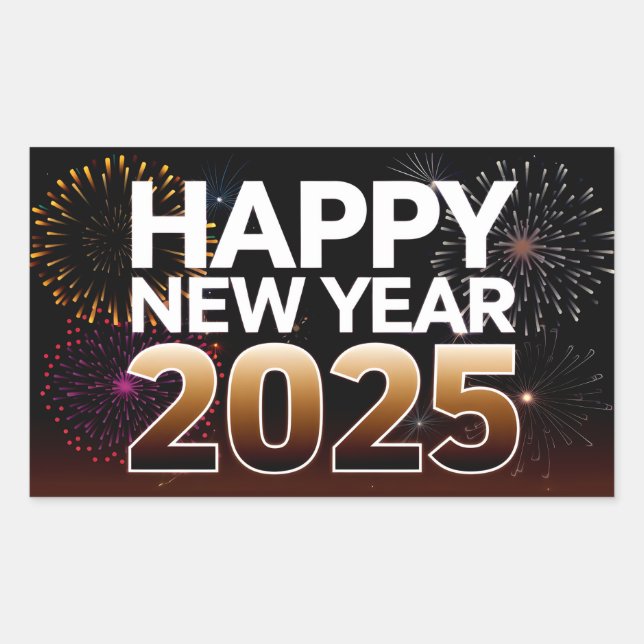 Happy New Year 2025 Rectangular Sticker (Front)