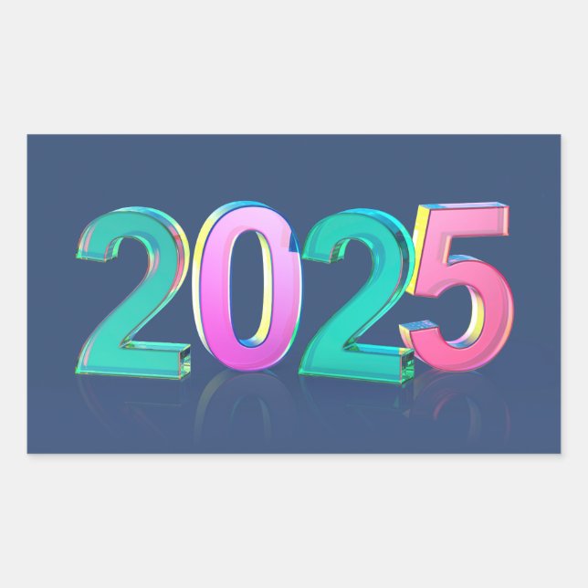 Happy New Year 2025 Rectangular Sticker (Front)