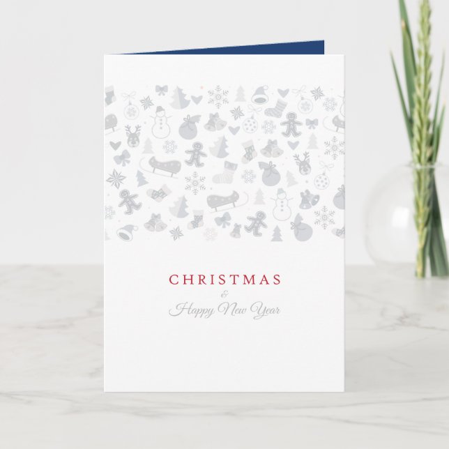 Happy New Year 2025 & Silver Christmas Characters Holiday Card (Front)